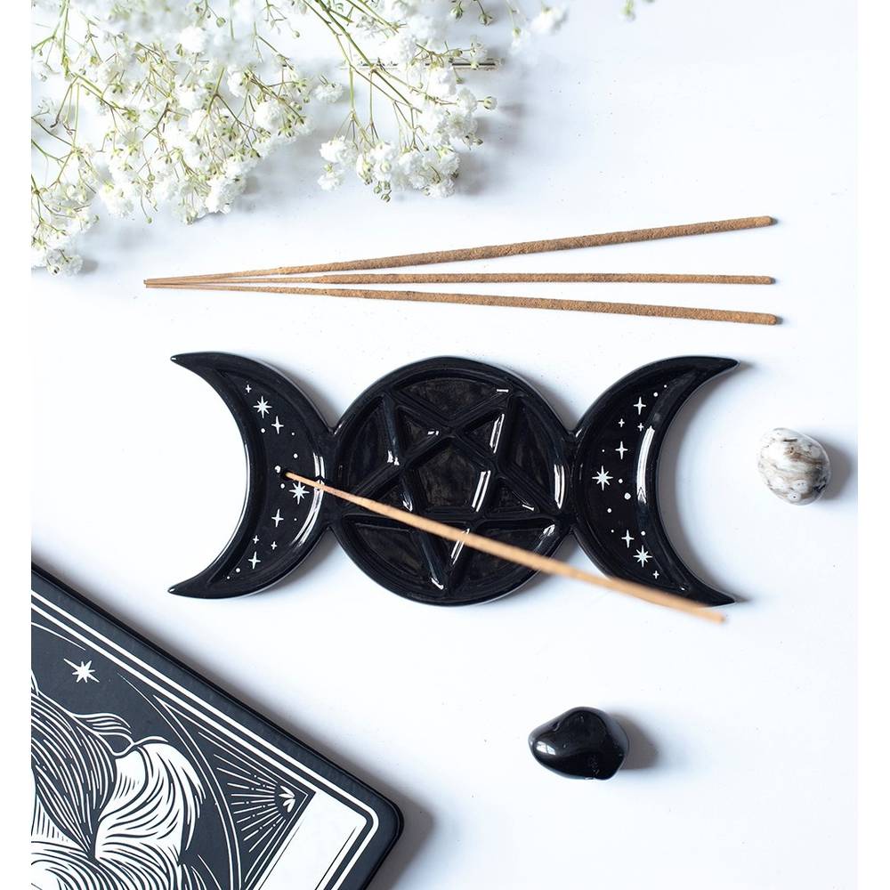 Something Different - Spellbound Secrets Triple Moon Incense Stick Holder Incense holder - Black/White